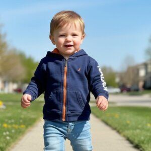 Nautica Navy Blue Logo Zip-Up Hoodie Size 18 Months